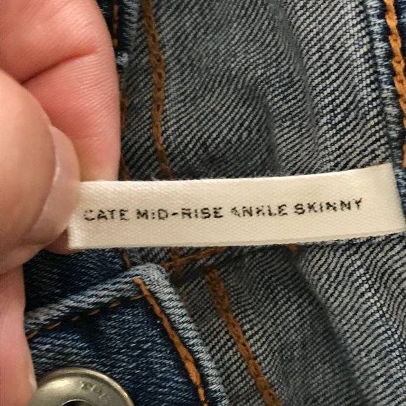 Rag & Bone Cate Mid Rise Ankle skinny Jeans Women size 24 Blue Distress Raw Hem - Picture 5 of 14